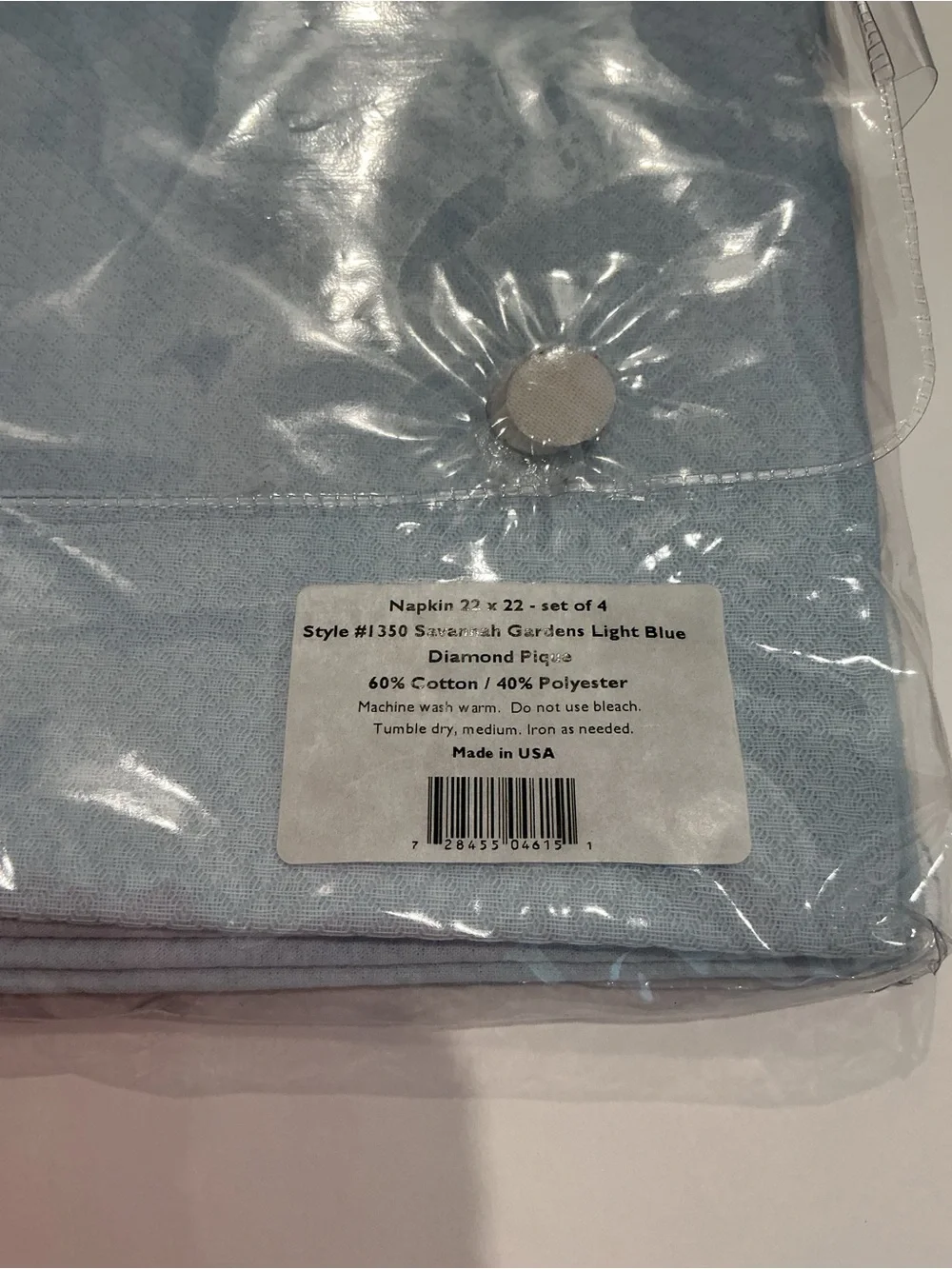 Matouk Savannah Gardens Light Blue Diamond Pique Napkins Set of 4